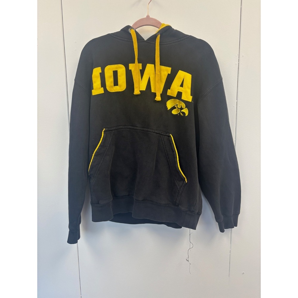 Vintage Y2K Champs Sports Team Edition Iowa‎ Hawkeyes Hoodie Large Black Yellow